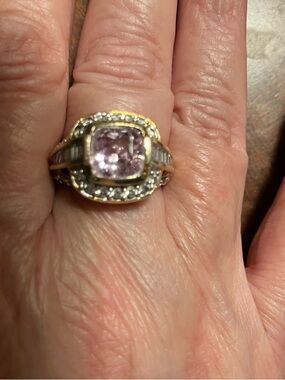 Victoria Wieck Gold over 925 created pink sapphire ring
